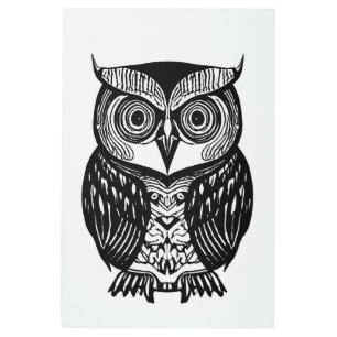 Impresión de arte Metalizado de búho negro blanco