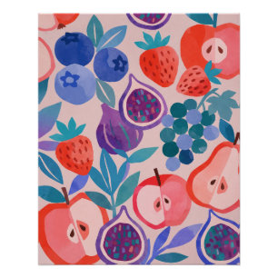 Impresión de arte moderno con patrón de frutas mix