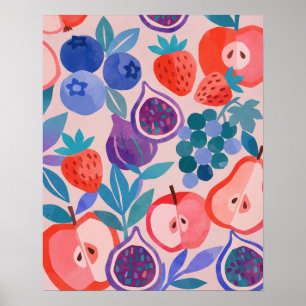 Impresión de arte moderno con patrón de frutas mix
