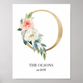 Impresión de arte monograma, letra O, Boda, guarde