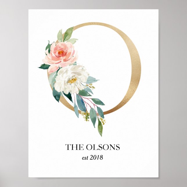 Impresión de arte monograma, letra O, Boda, guarde (Frente)