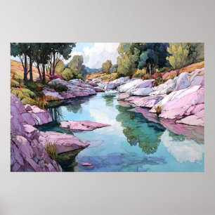 Impresión de arte paisajístico en el río Tanara