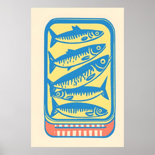 Impresión de arte pop de lata de sardina retro Min (Frente)