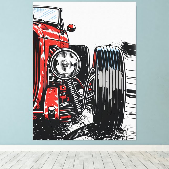 Impresión de arte pop frontal de automóvil clásico (Insitu (piso de madera))