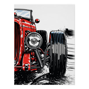 Impresión de arte pop frontal de automóvil clásico