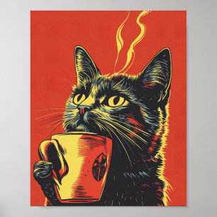 Impresión de arte pop para gato de café