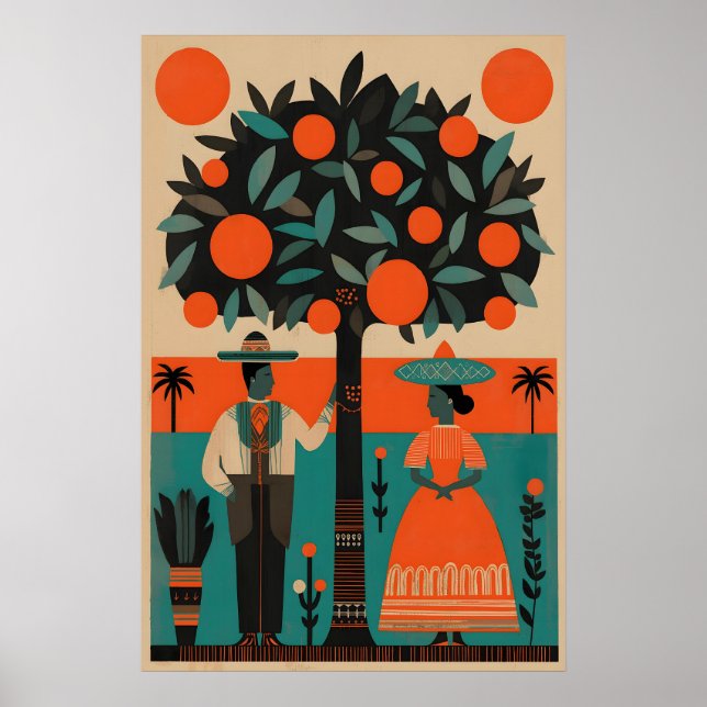 Impresión de Arte Popular Retro Mexicano Ilustraci (Frente)