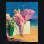 Impresión de arte retro-estadounidense, "Flotación<br><div class="desc">Impresión de arte retro impresionante de Henry Clive (norteamericano,  1883-1960) un artista norteamericano. Pintura de "Flirtación costera" de época.</div>