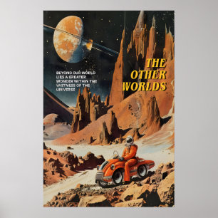 Impresión de Arte Retro Sci-Fi Paseo en Scooter Ga