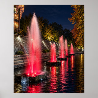 Impresión de arte sin enmarcar Red Fountain Night