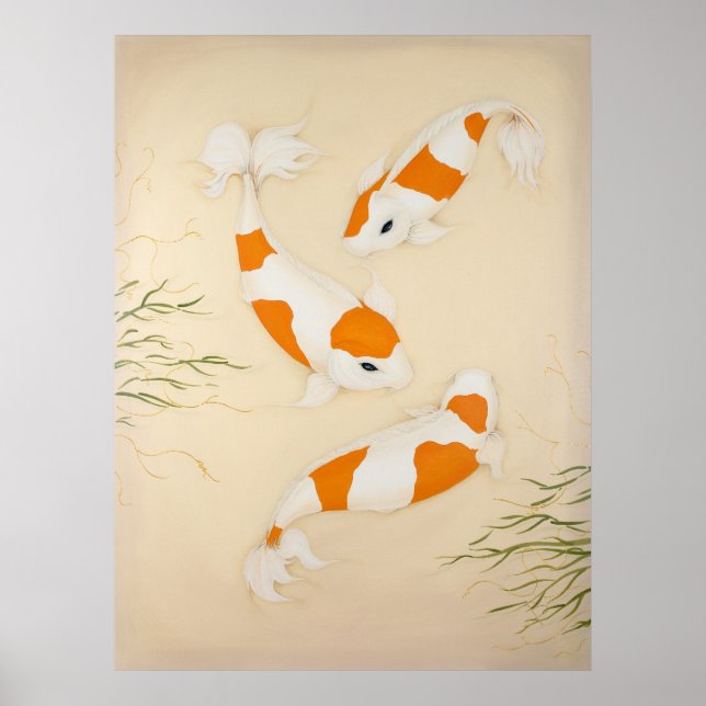 Impresión de arte sobre pescados japoneses de Koi (Frente)