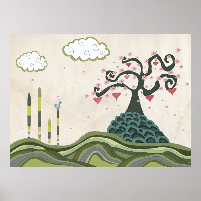 Impresión de arte vectorial de flor de cerezo (Frente)
