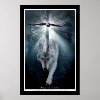 Impresión de arte Wildlife Wolf & Eagle