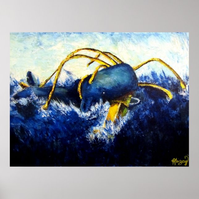 Impresión de artista original de ballenas vs colos (Frente)