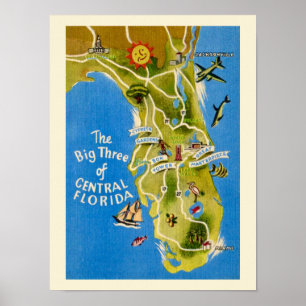 Impresión de atracciones vintage de Florida