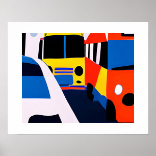 Impresión de autobuses y automóviles en colores pr