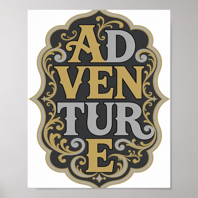 Impresión de aventura en oro de moda (Frente)