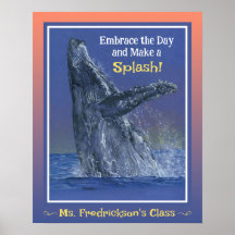 Impresión de ballena divertida para el borde del a