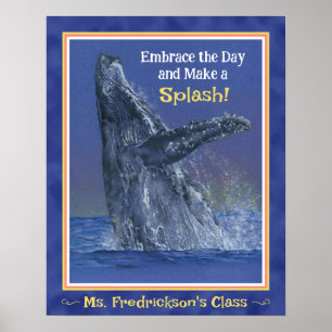 Impresión de ballena divertida para la frontera az