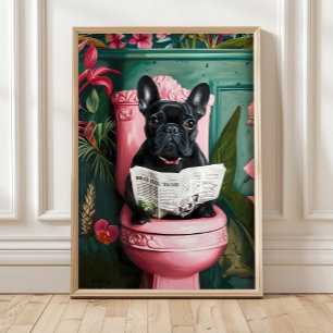 Impresión de baño de Bulldog Francés en el inodoro