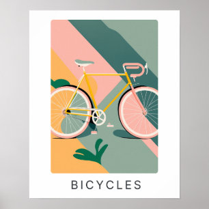 Impresión de bicicletas retro en pastel   Transpor