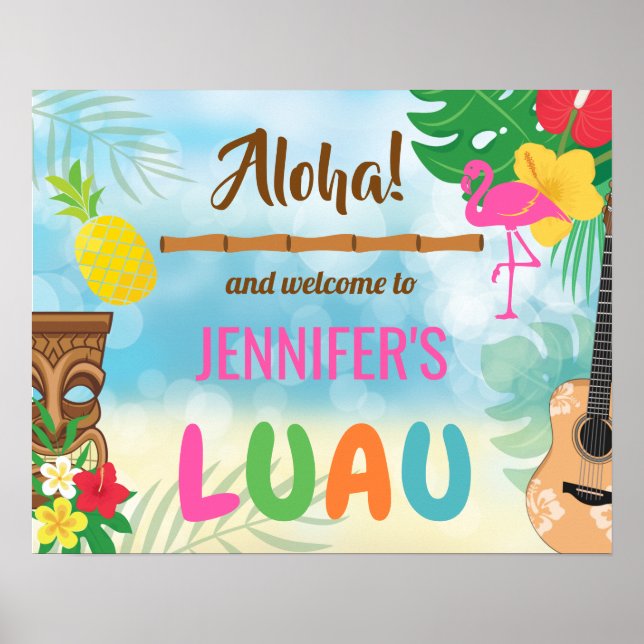 Impresión de bienvenida de Luau, papel de Poster d (Frente)