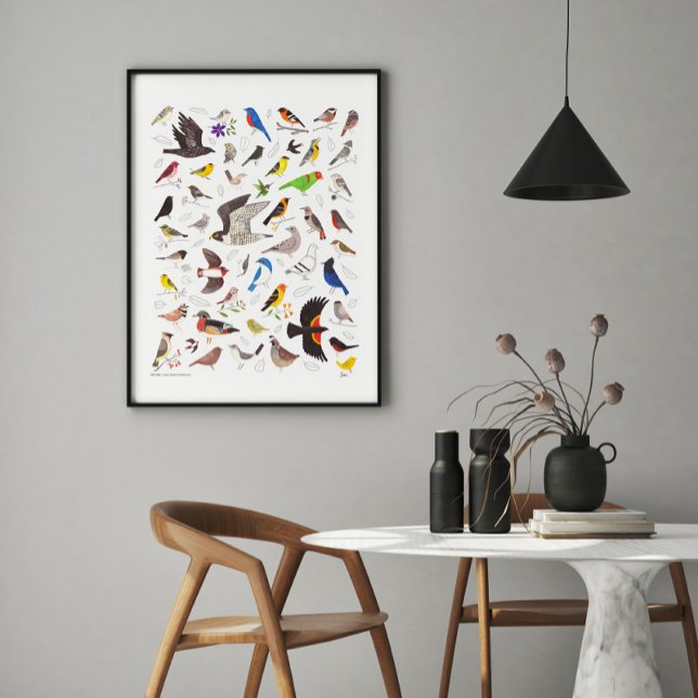 Impresión de Bird Nerd Art (Stylized hand-drawn birds bring color and fun to a variety of decor styles)