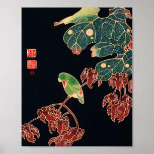 Impresión de bloques de madera japoneses de pájaro