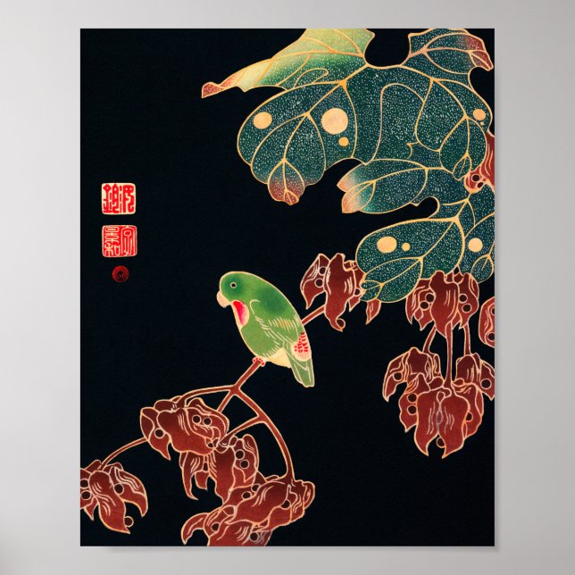 Impresión de bloques de madera japoneses de pájaro (Frente)