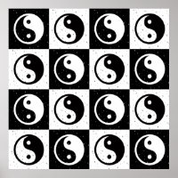 Impresión de bloques en Zen Yin-yang en blanco neg