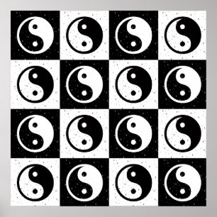Impresión de bloques en Zen Yin-yang en blanco neg
