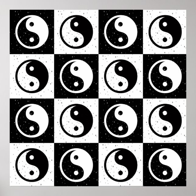 Impresión de bloques en Zen Yin-yang en blanco neg (Frente)