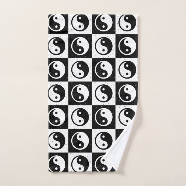 Impresión de bloques en Zen Yin-yang en blanco neg (Toalla de mano)