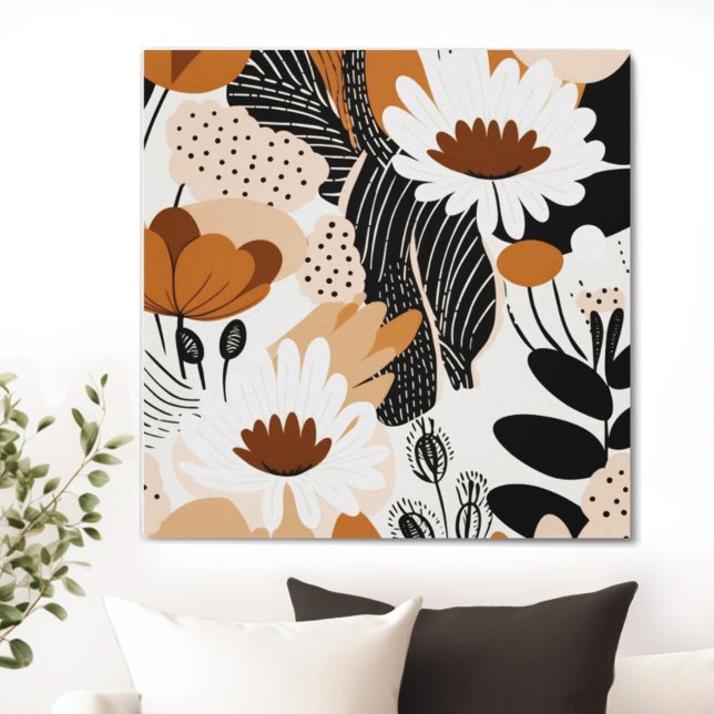 Impresión de Boho moderno de mediados de siglo (Transform your space with the timeless beauty of mid century modern floral canvas. )