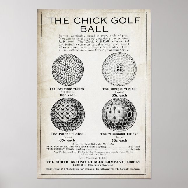 Impresión de bolas de golf de martillo de 1915 (Frente)