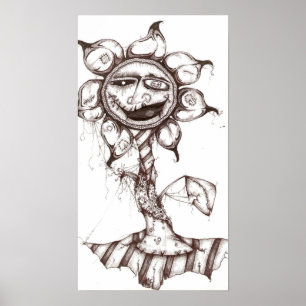 Impresión de bolígrafo de flores nocturnas y lienz