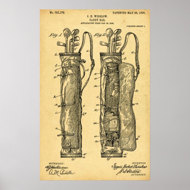 Impresión de bolsa de Caddie de la época 1905 (Frente)