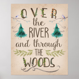 Impresión de bosques sobre el río a través de Wood