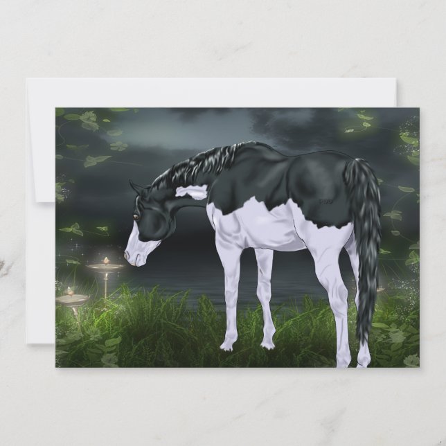 Impresión de caballo de pintura con marco de salpi (Anverso)