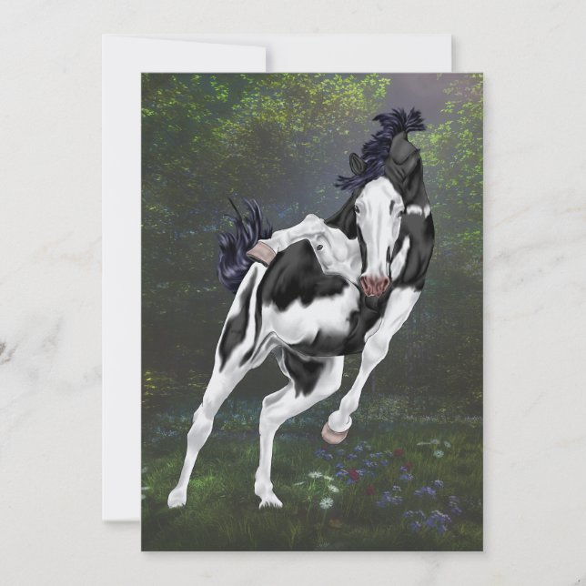 Impresión de caballos de pintura en blanco y negro (Anverso)