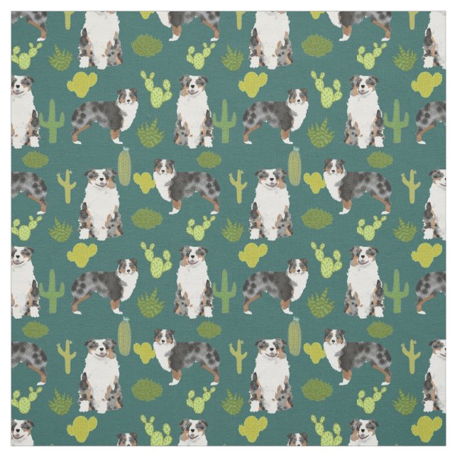 Impresión de cactus de tela de pastor australiano (Retal)