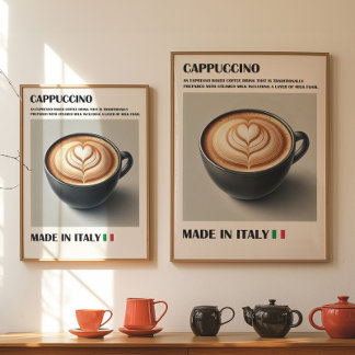 Impresión de café cappuccino, pared de arte latte