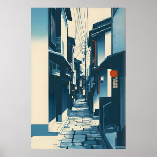 Impresión de calle tranquila de Kyoto Minimalista