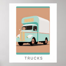 Impresión de camiones retro en pastel | Transporte