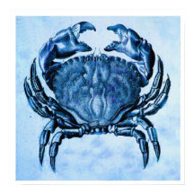 Impresión de cangrejo azul vintage