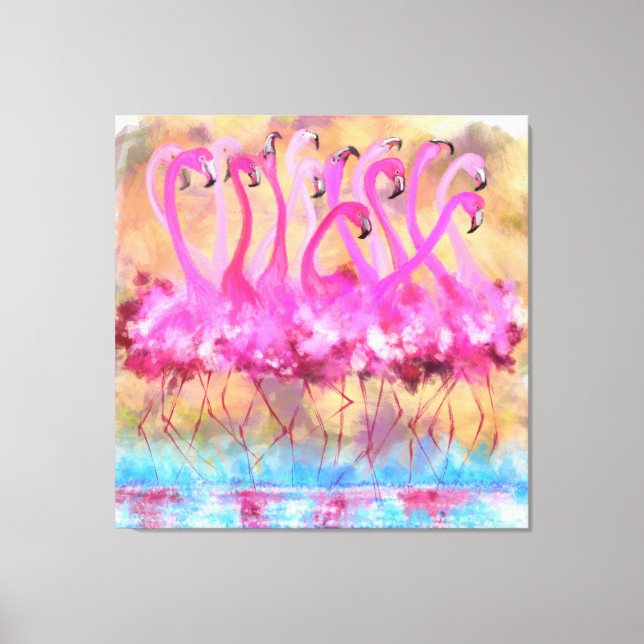 Impresión de canvas de baile de amor de flamencos  (Anverso)