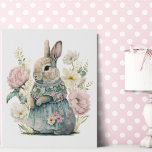 Impresión de canvas de color de agua de conejo lin<br><div class="desc">Cuidada acuarela chica conejo conejo en vivero de vestimenta azul o decoración de la pared de una habitación de chicas pequeños. Qué lindo. Los suaves colores pastel son tan dulces.</div>