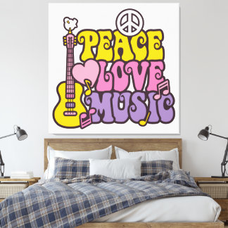 Impresión De Canvas De Paz, Amor Y Música
