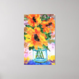 Impresión de canvas de tres girasoles - Pintura de