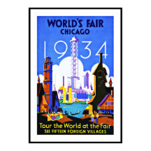 Impresión de cartel antiguo Feria Mundial Viajes C
